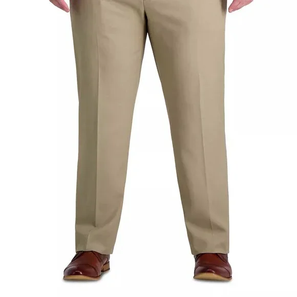 Haggar Big Men Iron Free Premium Comfort Stretch Khaki Dress Pants 50x29 - Picture 2 of 15